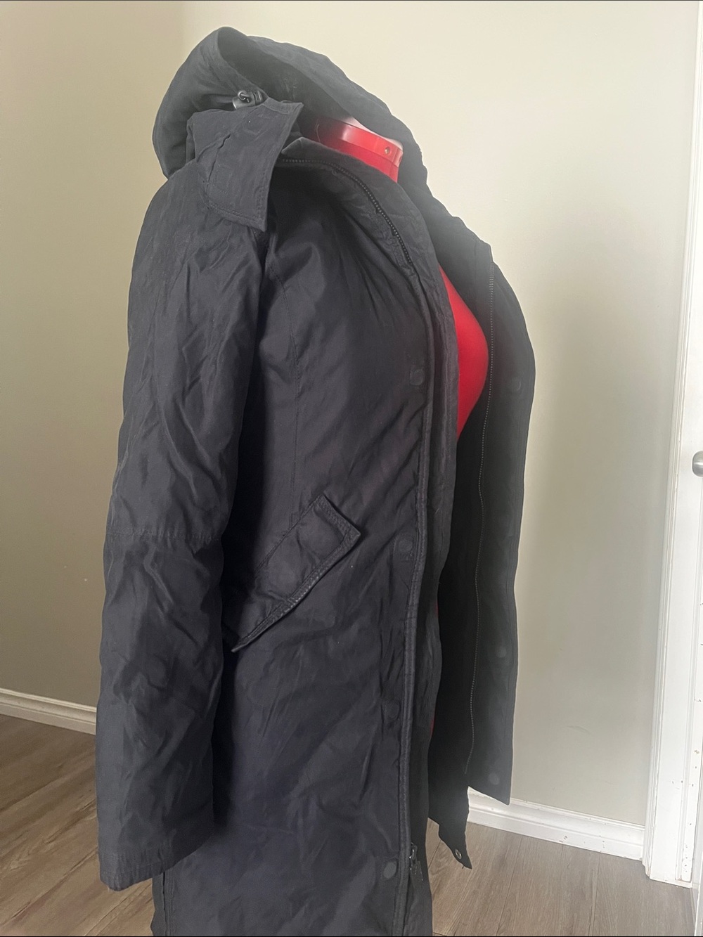 TNA Black Parka with Fur Lined Hood Women's